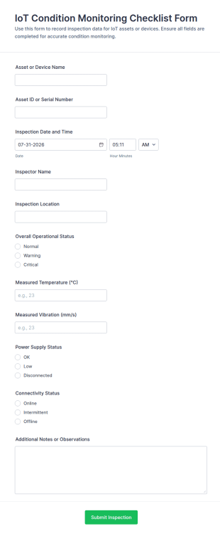IoT Condition Monitoring Checklist Form Template