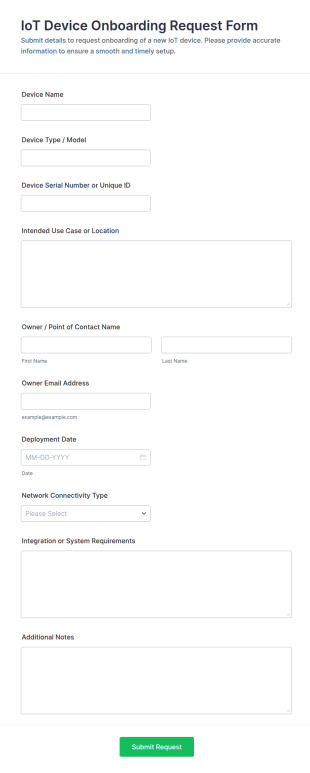 IoT Device Onboarding Request Form Template