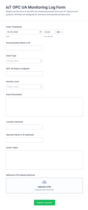 IoT OPC UA Monitoring Log Form Template