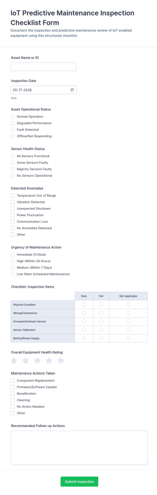 IoT Predictive Maintenance Inspection Checklist Form Template