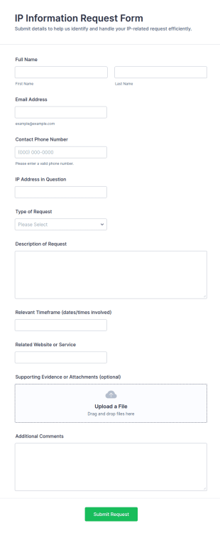 IP Information Request Form Template