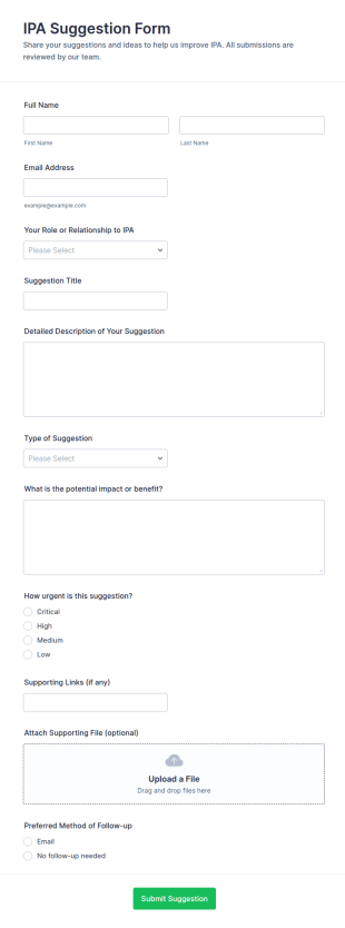IPA Suggestion Form Template