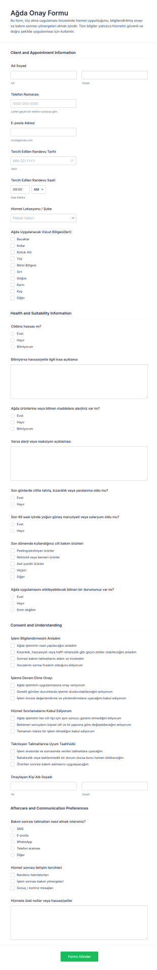 İpçik Onay Form Şablonu