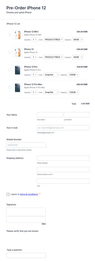 Cell Phone Pre Order Form Template
