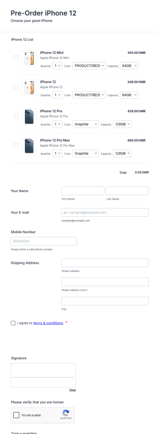 Cell Phone Pre Order Form Template