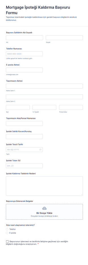 İpotek Kapatma Form Şablonu