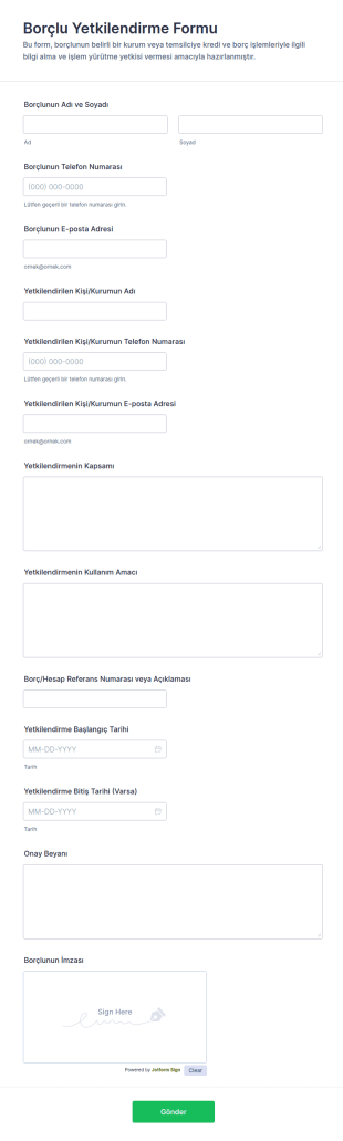 İpotek Kullanıcı Yetkilendirme Form Şablonu