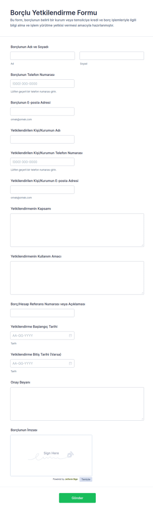 İpotek Kullanıcı Yetkilendirme Form Şablonu