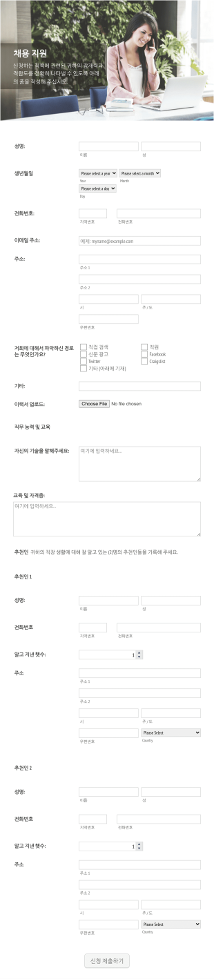 입사 지원서 양식 Form Template