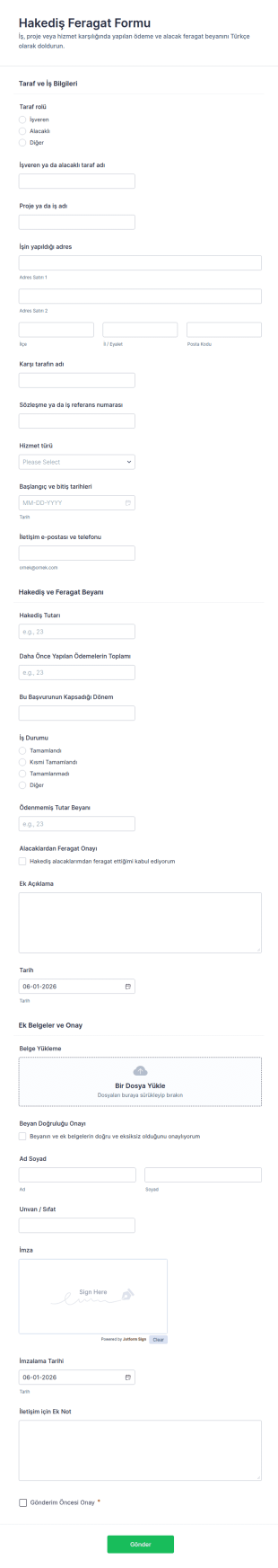 İptal Beyanı Form Şablonu