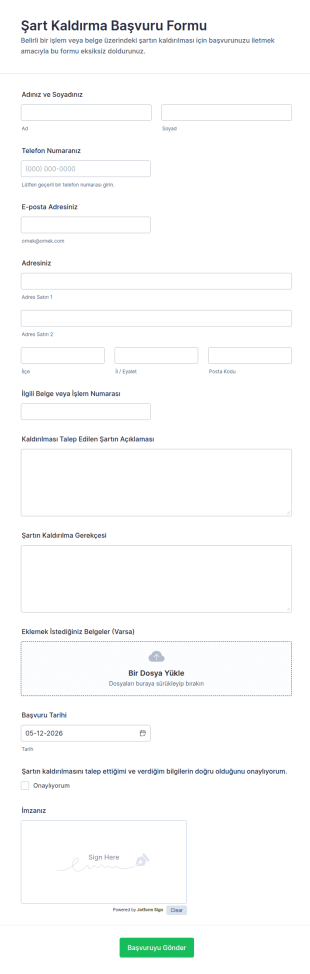İptal Durumu Formu 🎯 Form Şablonu