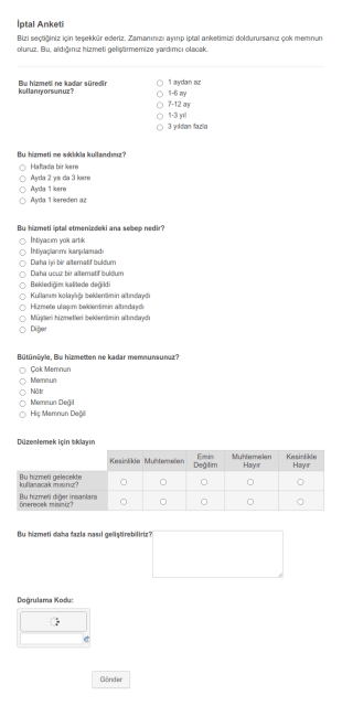 İptal Talep Form Şablonu