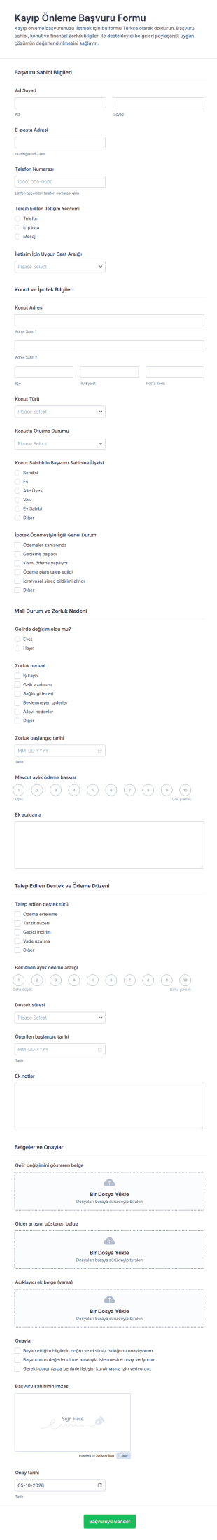 İptal Ve Hafifletme Başvurusu Form Şablonu