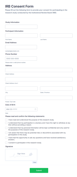 IRB Consent Form Template