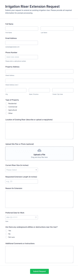 Irrigation Riser Extension Request Form Template