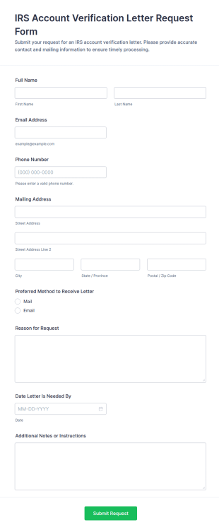 IRS Account Verification Letter Request Form Template