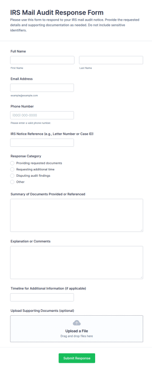 IRS Mail Audit Response Form Template