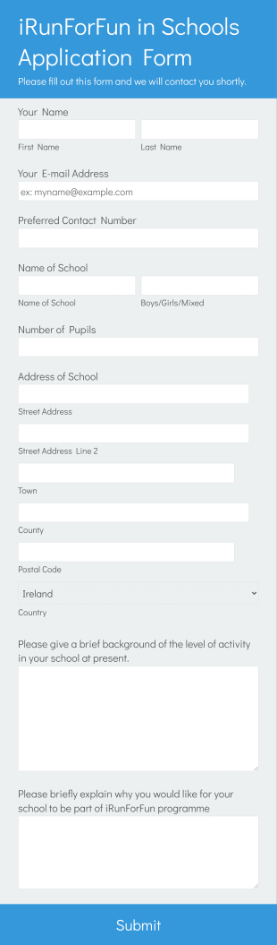 Recreational Running Registration Form Template