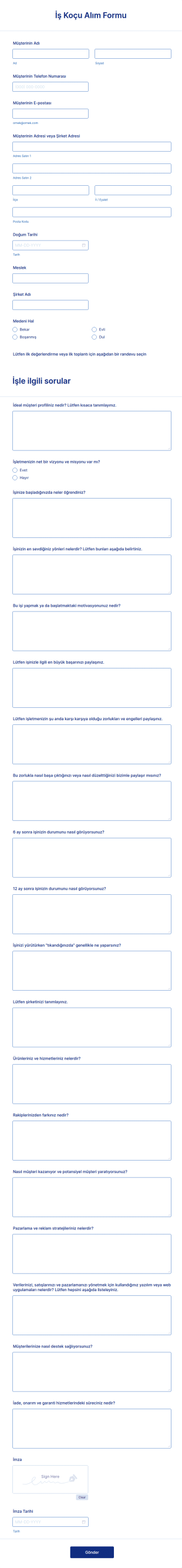 İş Koçu Alım Form Şablonu