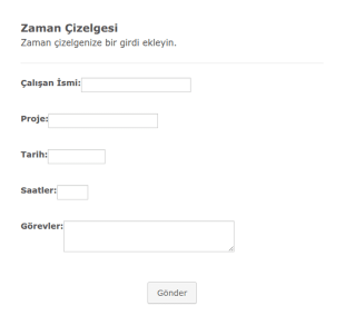 İş Zaman Çizelgesi Form Şablonu