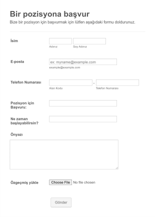 İşçi Başvuru Form Template