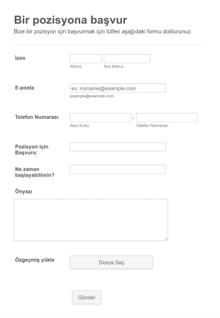 İşçi Başvuru Form Şablonu