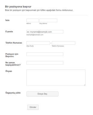 İşçi Başvuru Form Şablonu