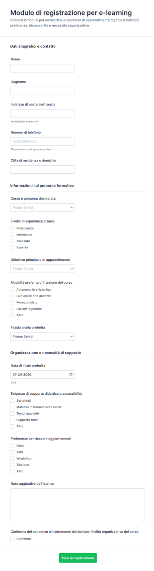 Iscrizione A Un Corso Di Formazione Formativo