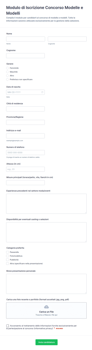 Iscrizione Al Concorso Modelli Form
