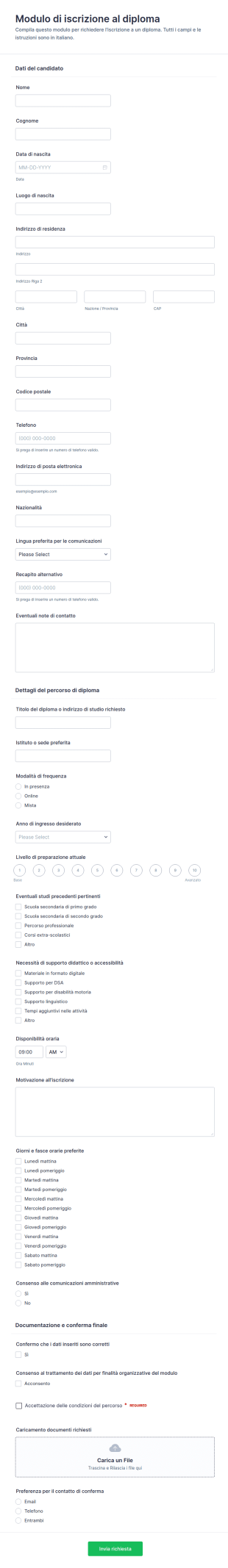 Iscrizione Al Diploma Formativo
