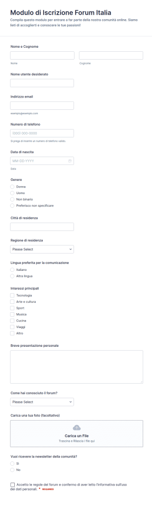 Iscrizione Al Forum