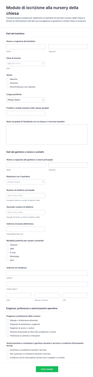 Iscrizione Al Nido Della Chiesa