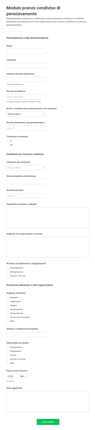 Iscrizione Al Pranzo Condiviso Di Pensione