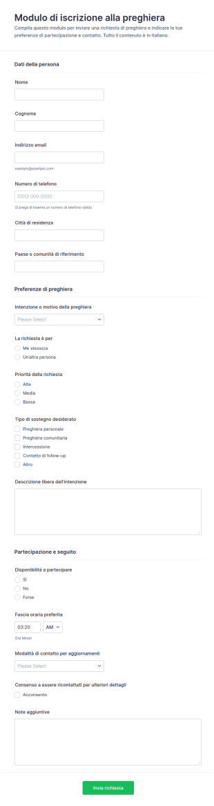 Iscrizione Alla Preghiera