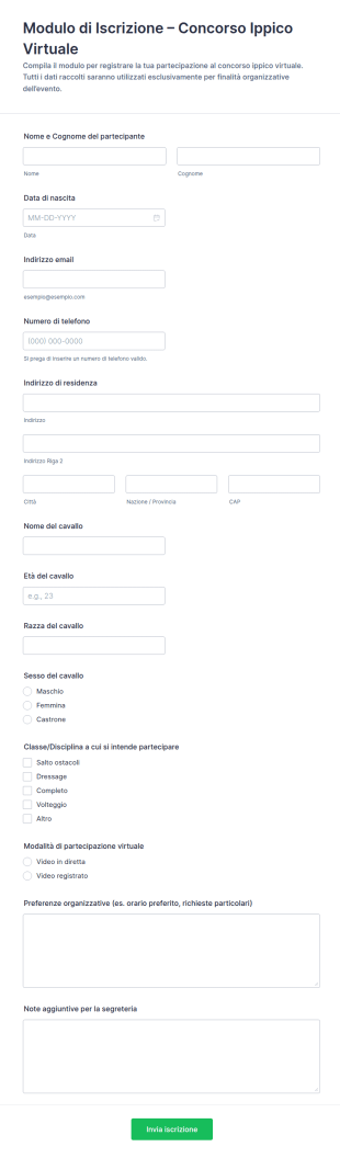 Iscrizione Concorso Ippico Virtuale