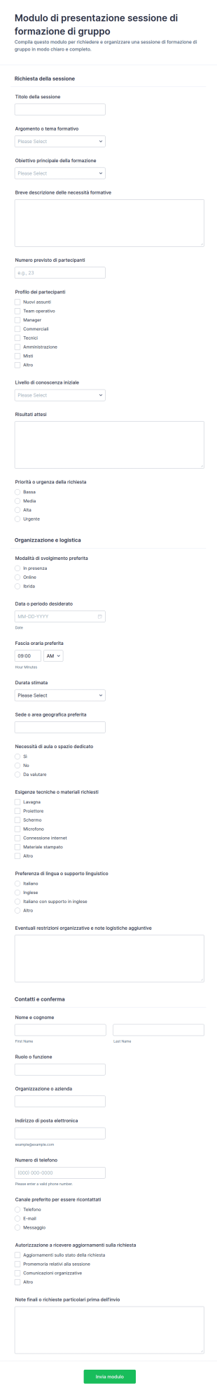 Iscrizione Per Sessione Di Formazione Di Gruppo