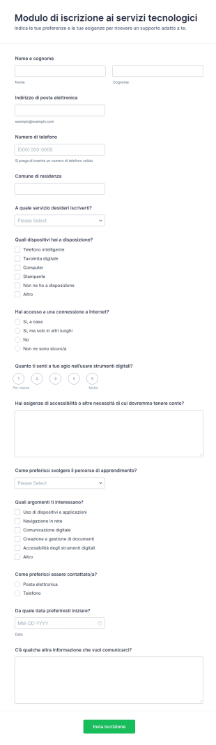 Iscrizione Tecnologie Form