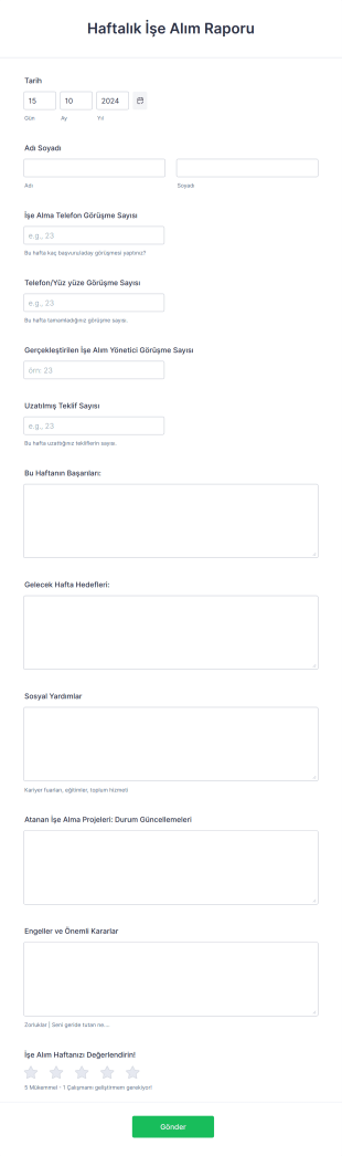 İşe Alım Faaliyet Raporu Form Template