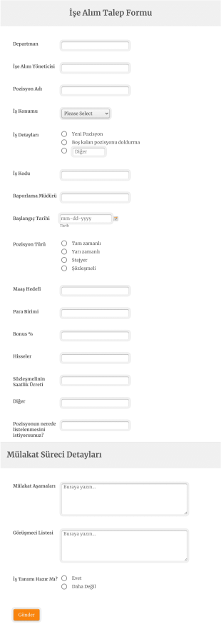 İşe Alım Talep Form Template