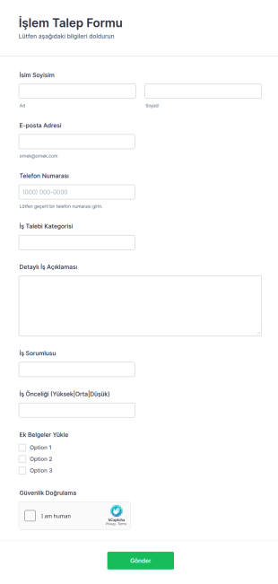 İşlem Talep Form Şablonu