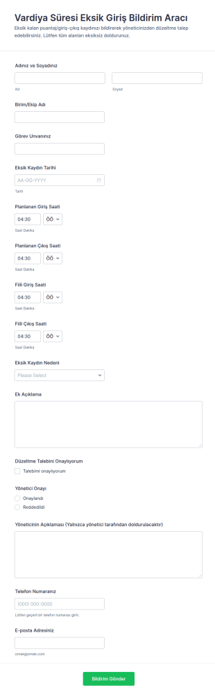 İşletme Gecikme Bildirimi Formu 🎯📋 Form Şablonu