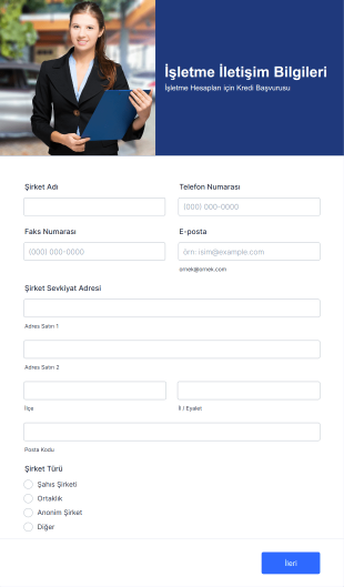 İşletme Hesabı Için Kredi Başvurusu Form Template