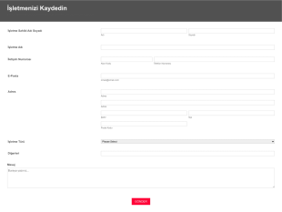 İşletme Kayıt Form Template