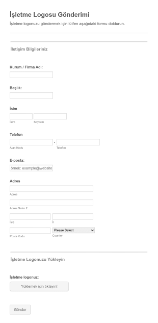 İşletme Logosu Teslim Form Template