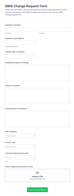 ISMS Change Request Form Template