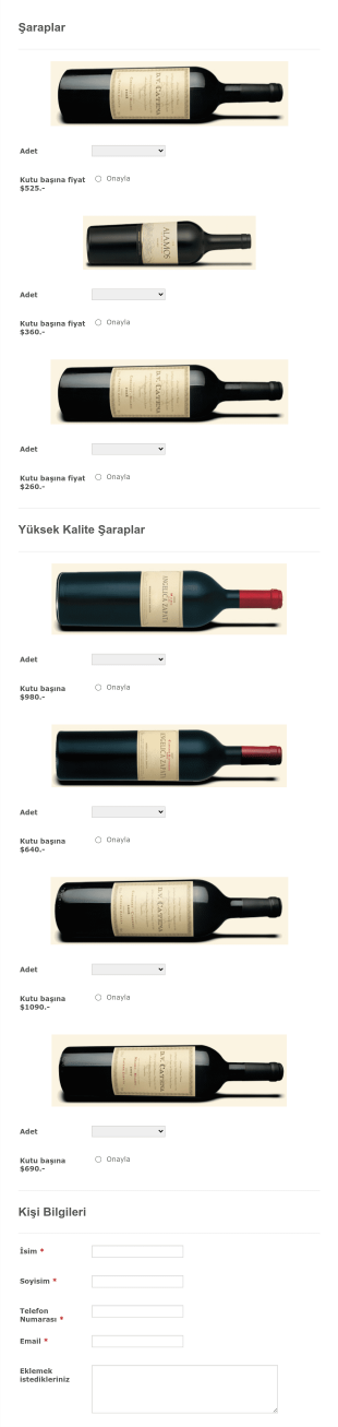 İspanyol Şarabı Sipariş Form Template