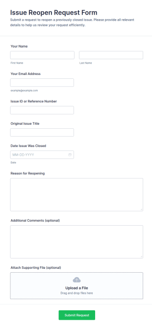 Issue Reopen Request Form Template