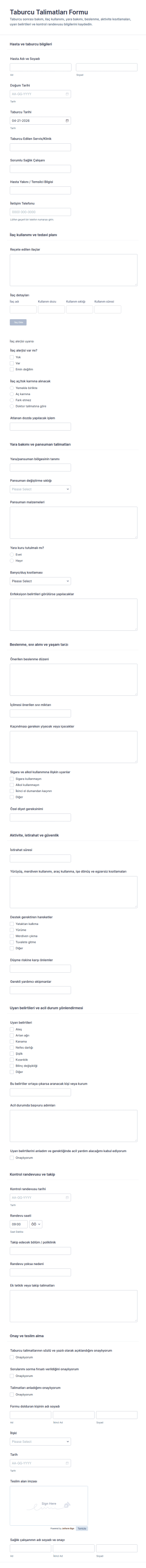 İşten Ayrılma Talimatları Anketi Form Şablonu