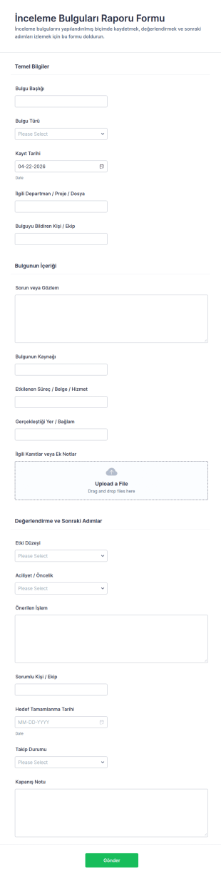 İstihbarat Bulguları Raporu Anketi 🎯 Form Şablonu