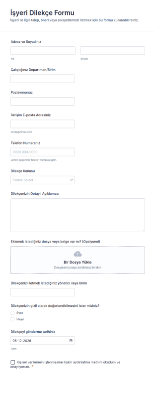 İşyeri Dilekçe Form Şablonu